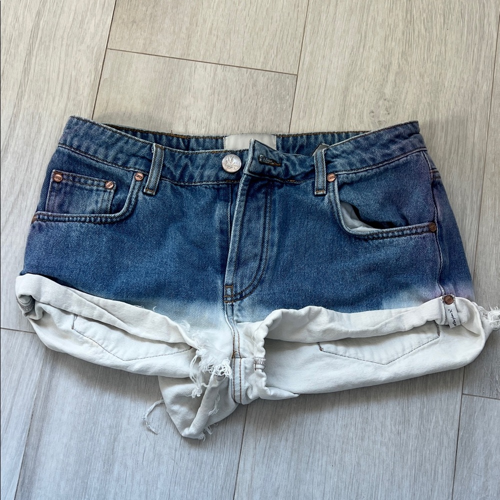 One Teaspoon Blue and White Jean Shorts